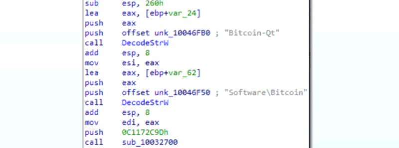Bitcoin-Qtのデータを窃取対象とするためのコード（バージョン1.6.28.0）