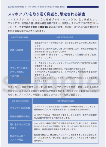 「スマホアプリを取り巻く脅威と、想定される被害」サンプル