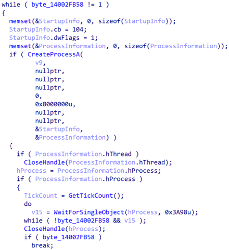 SysProfileSvc.exe によるプロセスの監視および再起動