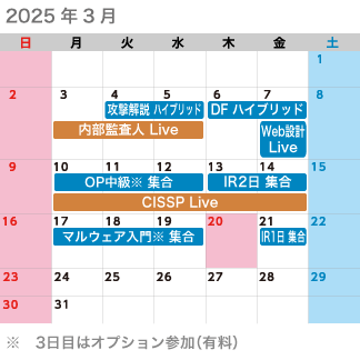 2025年3月のカレンダー