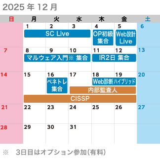 2025年12月のカレンダー